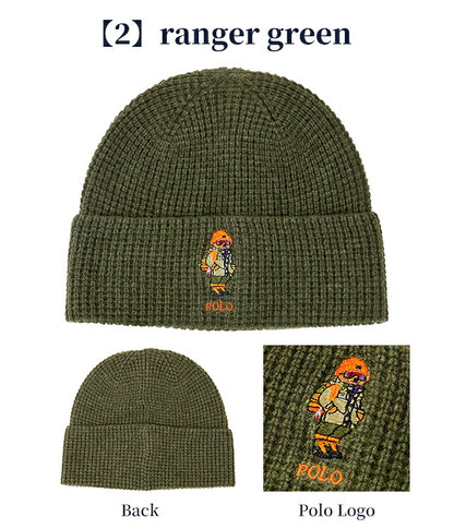 2026 最新款 Polo Ralph Lauren 针织帽男女品牌 POLO RALPH LAUREN 小熊标志 素色 PC1648 黑色绿帽子 可用型号 PC1648