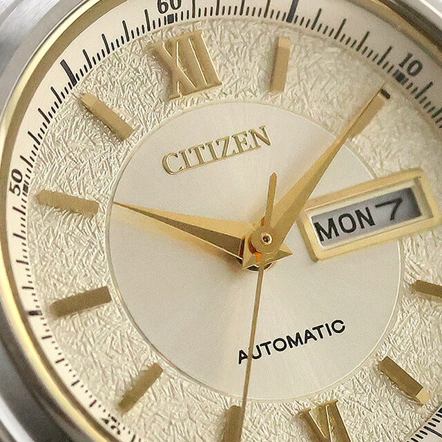 【新品】シチズン CITIZEN COLLECTION 腕時計 レディース PD7154-61P メカニカル デイ＆デイト 自動巻き（6651-21A/手巻き付き） シャンパンゴールドxシルバー/ゴールド アナログ表示 PD7154-61P ｜ シチズン コレクション メカニカル デイ＆デイト 自動