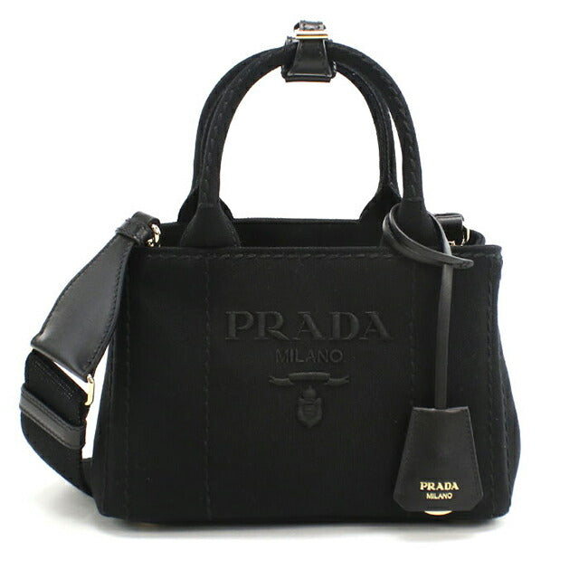 プラダ トートバッグ レディース ブランド PRADA CANAPA RICAMO 2WAY 1BA038 ブラック PRA1BA038021