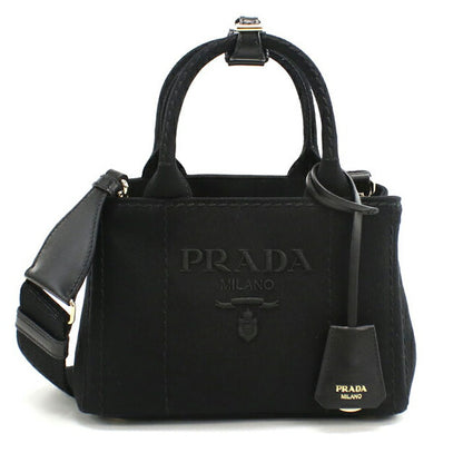 プラダ トートバッグ レディース ブランド PRADA CANAPA RICAMO 2WAY 1BA038 ブラック PRA1BA038021