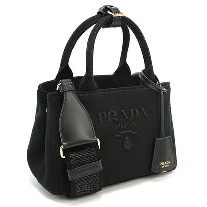プラダ トートバッグ レディース ブランド PRADA CANAPA RICAMO 2WAY 1BA038 ブラック PRA1BA038021