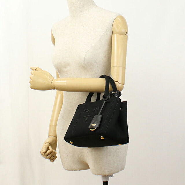 プラダ トートバッグ レディース ブランド PRADA CANAPA RICAMO 2WAY 1BA038 ブラック PRA1BA038021