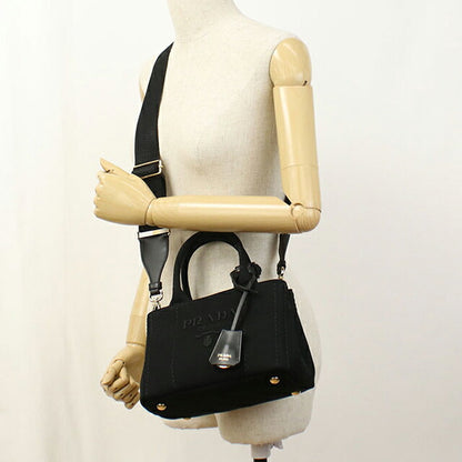 プラダ トートバッグ レディース ブランド PRADA CANAPA RICAMO 2WAY 1BA038 ブラック PRA1BA038021
