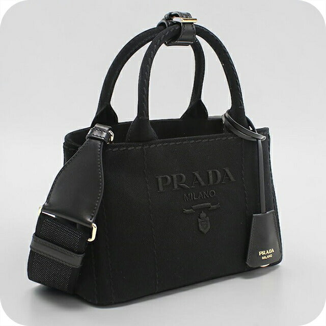 プラダ トートバッグ レディース ブランド PRADA CANAPA RICAMO 2WAY 1BA038 ブラック PRA1BA038021