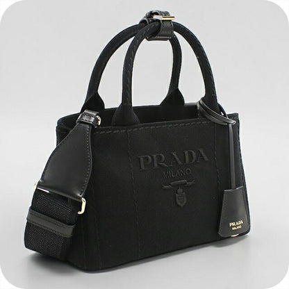 プラダ トートバッグ レディース ブランド PRADA CANAPA RICAMO 2WAY 1BA038 ブラック PRA1BA038021