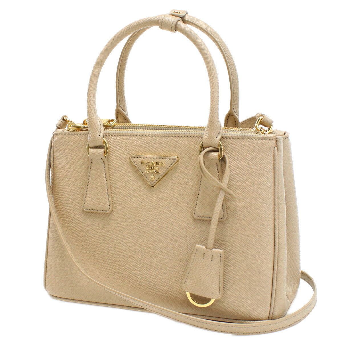 PRADA　プラダ　レザー　本革　ハンドバッグ　ベージュ プラダ PRADA ☆プリーツレザー2WAYハンドバッグ - BORSA A MANO