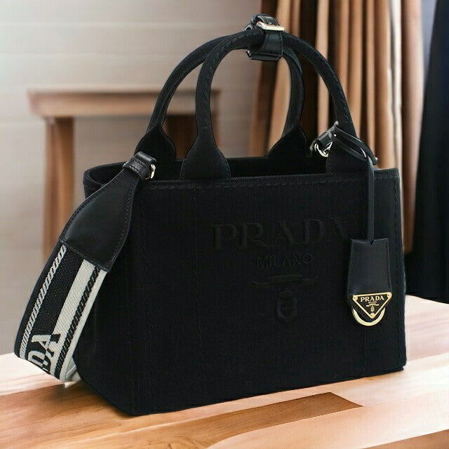 プラダ トートバッグ レディース ブランド PRADA CANAPA RICAMO キャンバス イタリア 1BG464 NERO ブラック バッグ PRA1BG464011
