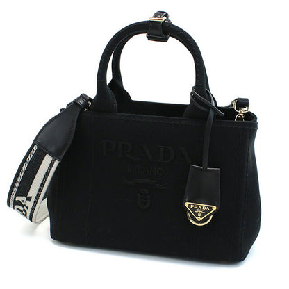 プラダ トートバッグ レディース ブランド PRADA CANAPA RICAMO キャンバス イタリア 1BG464 NERO ブラック バッグ PRA1BG464011