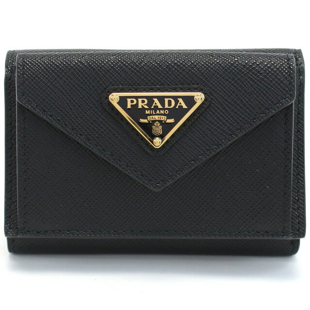 プラダ 三折財布小銭入付き レディース ブランド SAFFIANO TRIANGOLO レザー イタリア 1MH021 NERO ブラック 財布 PRA1MH021051