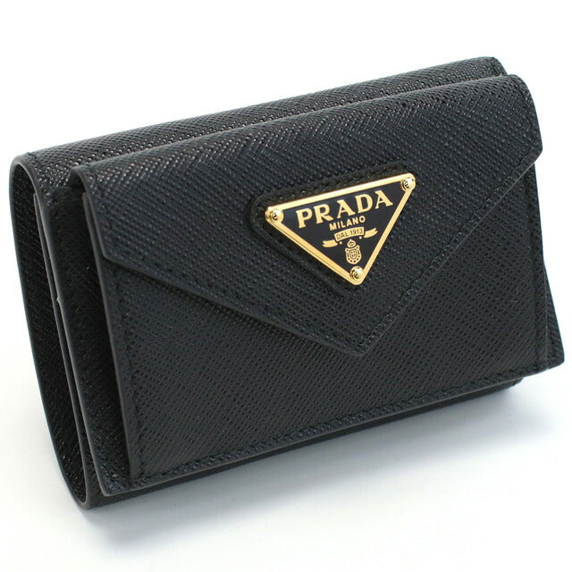 プラダ 三折財布小銭入付き レディース ブランド SAFFIANO TRIANGOLO レザー イタリア 1MH021 NERO ブラック 財布 PRA1MH021051