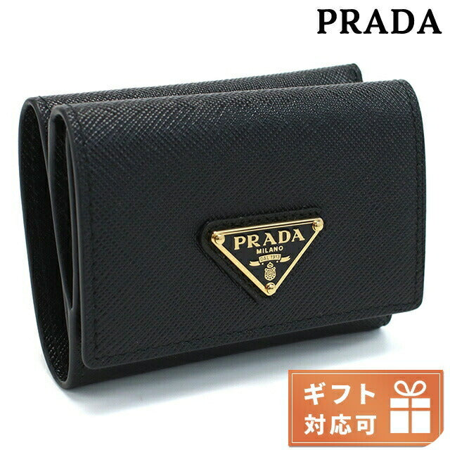 プラダ 三折財布小銭入付き レディース ブランド SAFFIANO TRIANGOLO レザー イタリア 1MH042 NERO ブラック 財布 PRA1MH042021