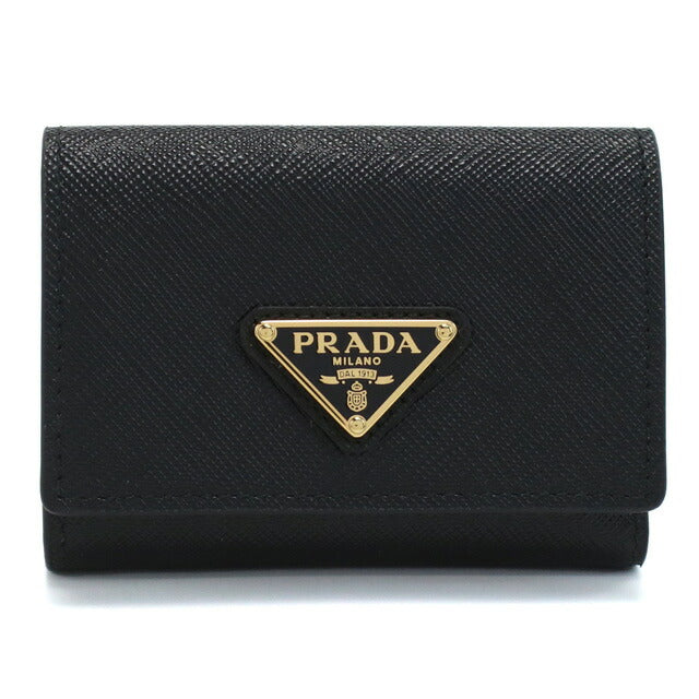 プラダ 三折財布小銭入付き レディース ブランド SAFFIANO TRIANGOLO レザー イタリア 1MH042 NERO ブラック 財布 PRA1MH042021