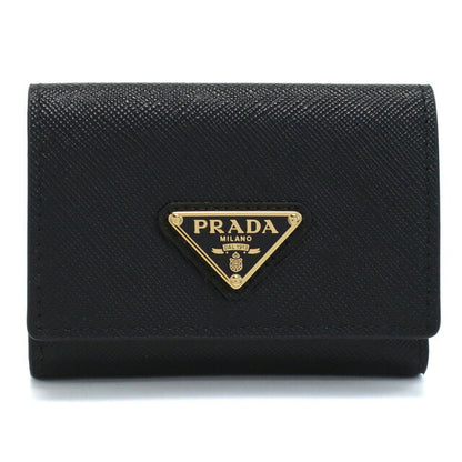 プラダ 三折財布小銭入付き レディース ブランド SAFFIANO TRIANGOLO レザー イタリア 1MH042 NERO ブラック 財布 PRA1MH042021