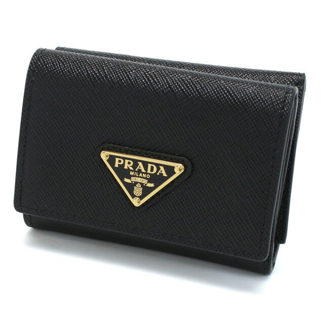 プラダ 三折財布小銭入付き レディース ブランド SAFFIANO TRIANGOLO レザー イタリア 1MH042 NERO ブラック 財布 PRA1MH042021