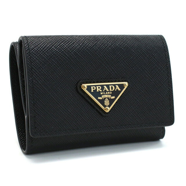 プラダ 三折財布小銭入付き レディース ブランド SAFFIANO TRIANGOLO レザー イタリア 1MH042 NERO ブラック 財布 PRA1MH042021