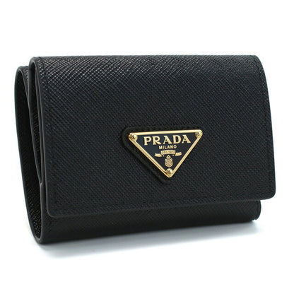 プラダ 三折財布小銭入付き レディース ブランド SAFFIANO TRIANGOLO レザー イタリア 1MH042 NERO ブラック 財布 PRA1MH042021
