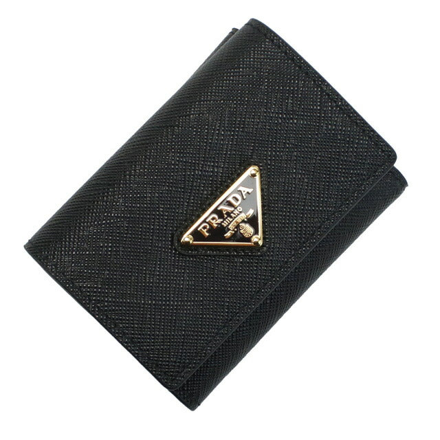 プラダ 三折財布小銭入付き レディース ブランド SAFFIANO TRIANGOLO レザー イタリア 1MH042 NERO ブラック 財布 PRA1MH042021