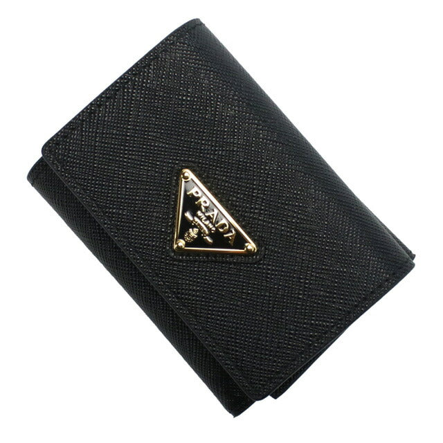 プラダ 三折財布小銭入付き レディース ブランド SAFFIANO TRIANGOLO レザー イタリア 1MH042 NERO ブラック 財布 PRA1MH042021