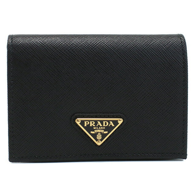 プラダ 二折財布小銭入付き レディース ブランド SAFFIANO TRIANGOLO レザー イタリア 1MV021 NERO ブラック 財布 PRA1MV021031
