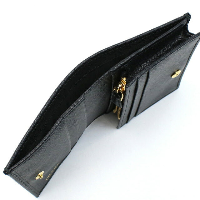 プラダ 二折財布小銭入付き レディース ブランド SAFFIANO TRIANGOLO レザー イタリア 1MV021 NERO ブラック 財布 PRA1MV021031