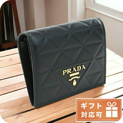 プラダ 二折財布小銭入付き レディース SOFT CALF TRIANGO レザー イタリア 1MV204 NERO ブラック 財布 PRA1MV204121