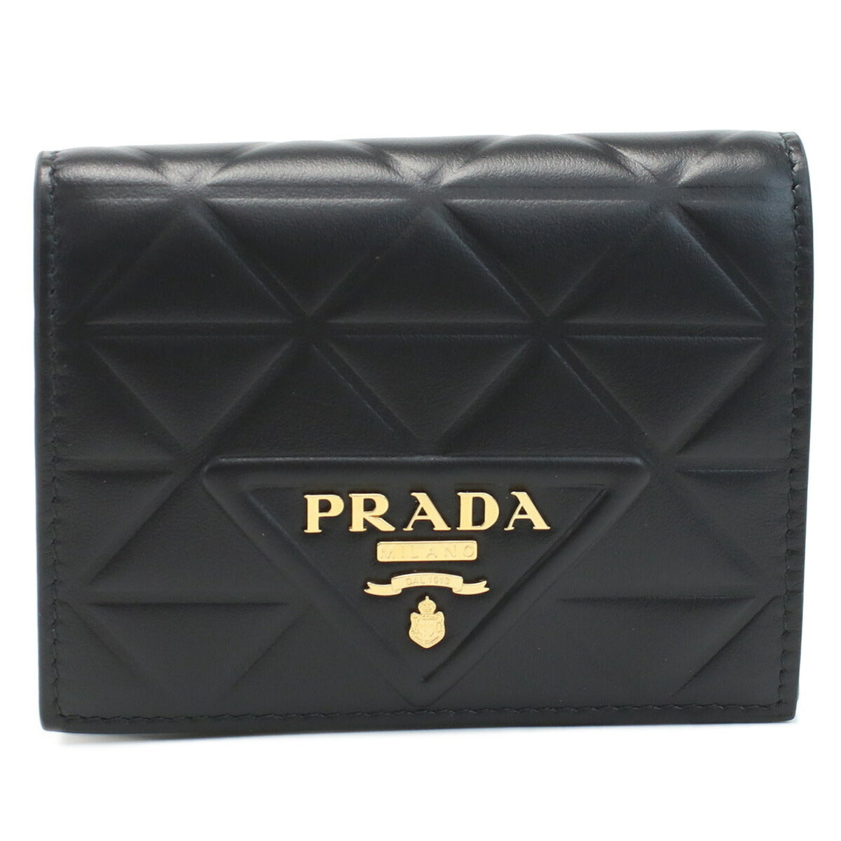 プラダ 二折財布小銭入付き レディース SOFT CALF TRIANGO レザー イタリア 1MV204 NERO ブラック 財布 PRA1MV204121