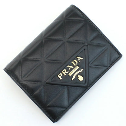 プラダ 二折財布小銭入付き レディース SOFT CALF TRIANGO レザー イタリア 1MV204 NERO ブラック 財布 PRA1MV204121