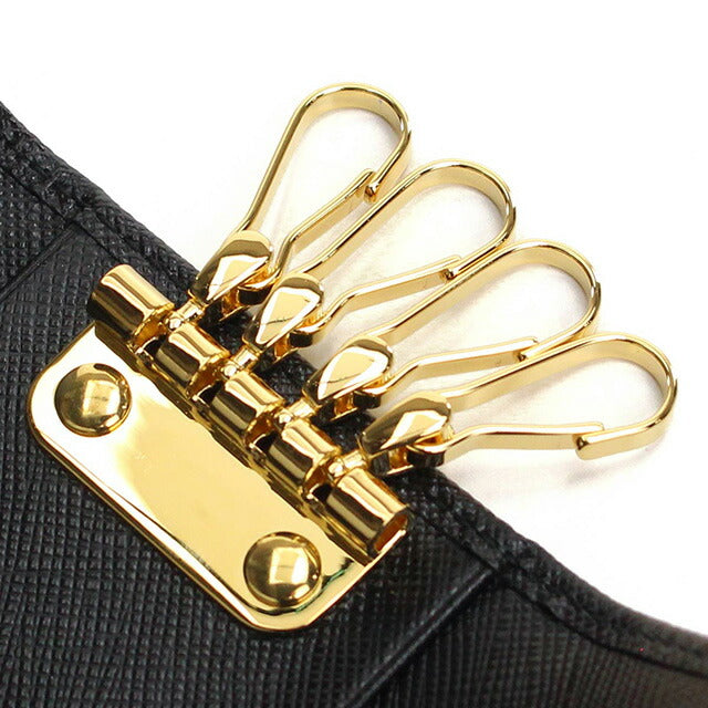プラダ 4連キーケース レディース ブランド PRADA SAFFIANO METAL ORO レザー イタリア 1PG004 NERO ブラック 小物 PRA1PG004011