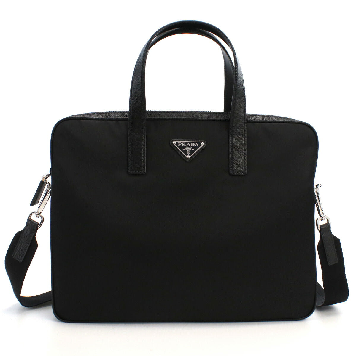 プラダ ブリーフケース メンズ TESSUTO+SAFFIANO ナイロン レザー イタリア 2VE368 NERO ブラック バッグ PRA2VE368021