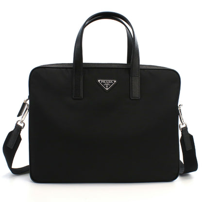 プラダ ブリーフケース メンズ TESSUTO+SAFFIANO ナイロン レザー イタリア 2VE368 NERO ブラック バッグ PRA2VE368021
