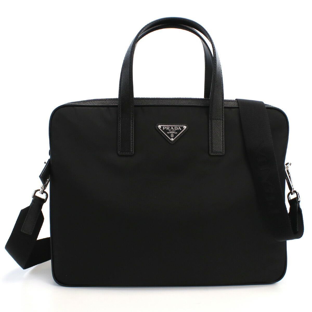プラダ ブリーフケース メンズ TESSUTO+SAFFIANO ナイロン レザー イタリア 2VE368 NERO ブラック バッグ PRA2VE368021