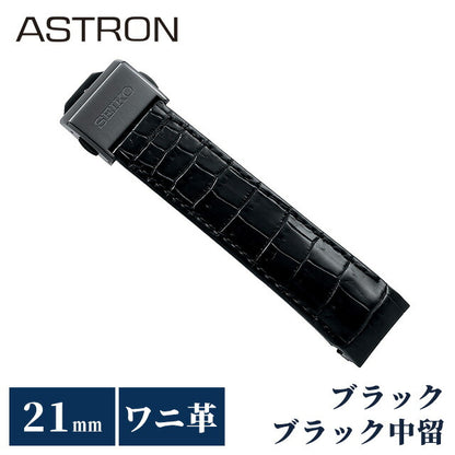 セイコー アストロン 替えバンド 純正 時計ベルト 21mm クロコダイル 革 ブランド 腕時計 メンズ SEIKO ASTRON R7X13DC ブラック R7X13DC