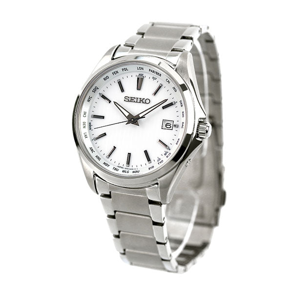 精工观看太阳能无线电钛世界时间观看品牌的日本制造SBTM287 Seiko SBTM287
