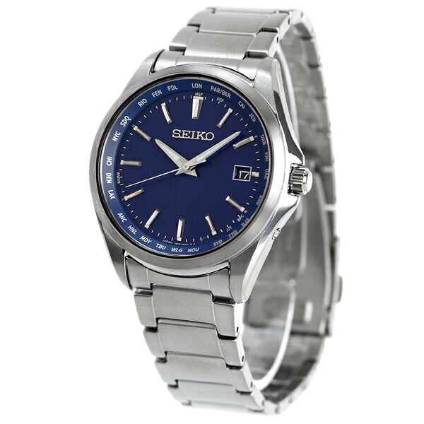 精工观看太阳能无线电钛世界时间观看品牌的日本制造SBTM289 Seiko Blue SBTM289