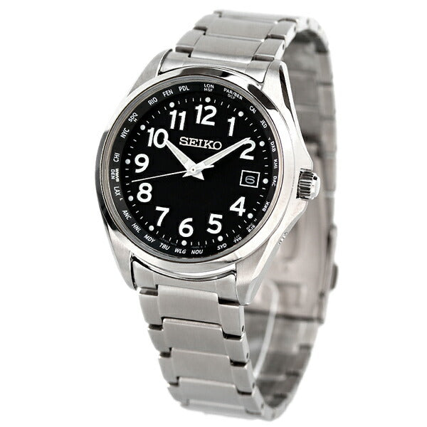 精工选择的男士易于查看日本制造的钛太阳能电台手表SBTM329 Seiko Seeiko选择黑色纪念品礼物SBTM329