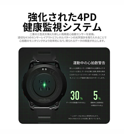 ミブロ GS Active 充電式クオーツ スマートウォッチ ブランド メンズ Bluetooth SP380010-C01 デジタル ブラック 黒 SP380010-C01