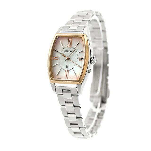 Seiko Rukia广播太阳能观看品牌女子钛精子SSQW076模拟粉红色SHELL SSQW076