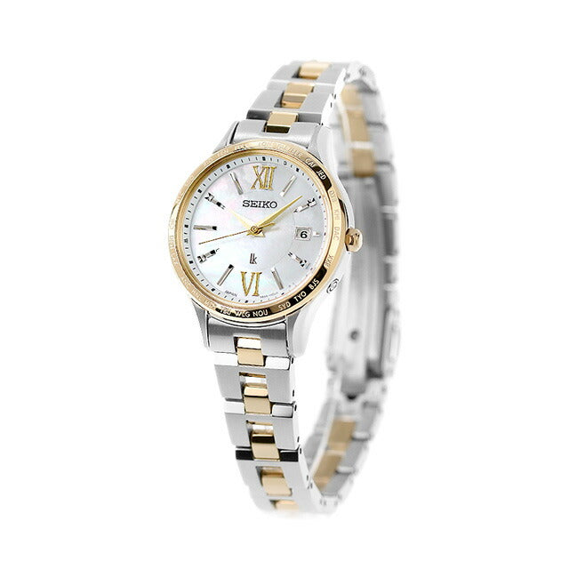 Seiko Rukia标准太阳能电台手表品牌Seiko SSVV084模拟白色壳金白色在日本女士SSVV084