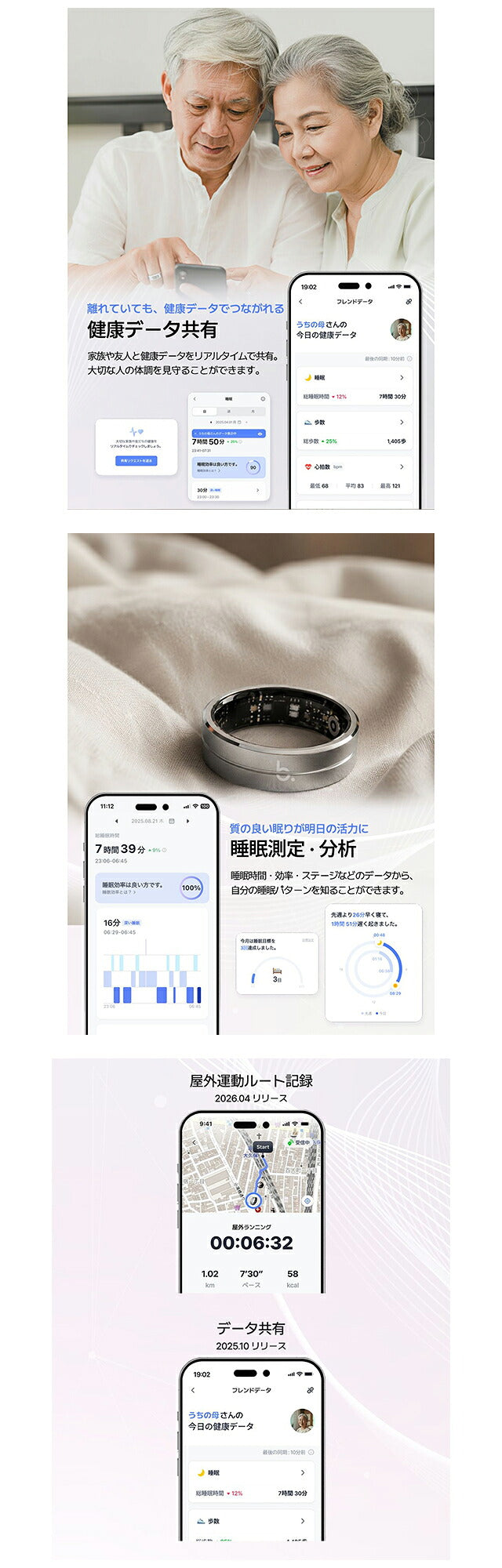 Bling Health Sleep Management Rechargeable Quartz Smart Ring Brand Men&