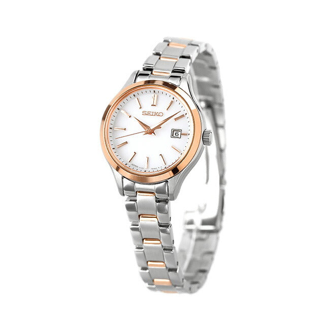 精工选择观看品牌太阳能女子精工SEIKO STPX096模拟白色粉红色金色白色在日本制造STPX096