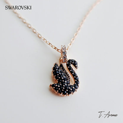 スワロフスキー ネックレス レディース ブランド SWAROVSKI Swan ペンダント スワロフスキー 動物 5678046 ブラック ローズゴールド アクセ SW-5678046