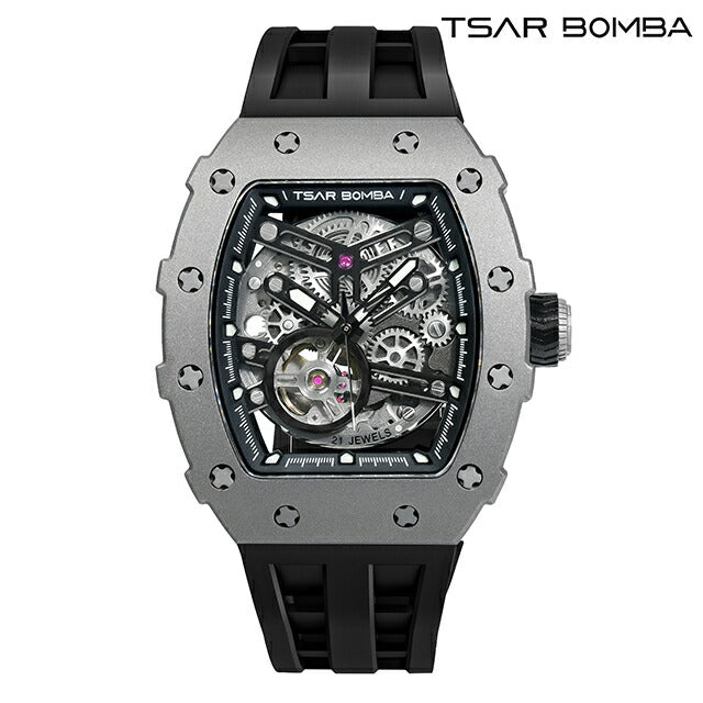 サーボンバ TB8208 エレメンタルシリーズ チタニウムエディション 自動巻き 腕時計 ブランド メンズ チタン オープンハート TSAR BOMBA TB8208T-01 アナログ TB8208T-01