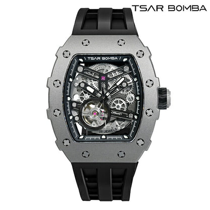 サーボンバ TB8208 エレメンタルシリーズ チタニウムエディション 自動巻き 腕時計 ブランド メンズ チタン オープンハート TSAR BOMBA TB8208T-01 アナログ TB8208T-01