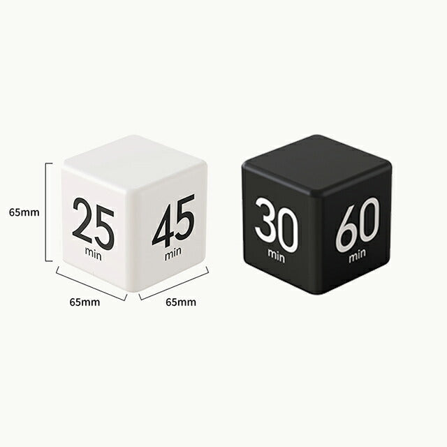 厨房计时器数字音量调节方形时尚可爱紧凑小型黑白电池供电用于学习TIMER-DICE 可选型号