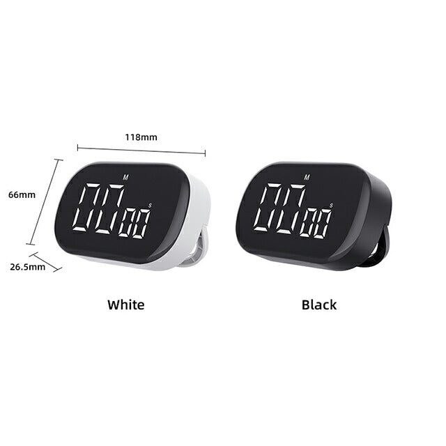 Kitchen Timer Digital Large Screen Easy to See Volume Adjustment Horizontal Magnetic Stylish Cute Compact Small Black White Battery Operated 2WAY For Studying TIMER-F3 Selectable Models