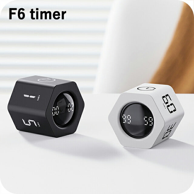 厨房定时器 数字，易读，音量调节，八角形，时尚，可爱，可爱，紧凑，小巧，可充电（C型），无需电池，黑色，白色，学习学习用 TIMER-F6 型号可供选择