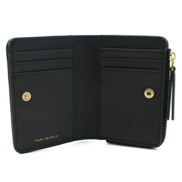 トリーバーチ 二折財布小銭入付き レディース ブランド TORY BURCH KIRA レザー 153121 BLACK ブラック 財布 TOB153121011