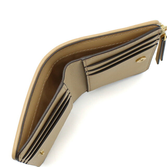 トリーバーチ 二折財布小銭入付き レディース ブランド TORY BURCH KIRA レザー 153121 DESERT DUNE ベージュ系 財布 TOB153121021