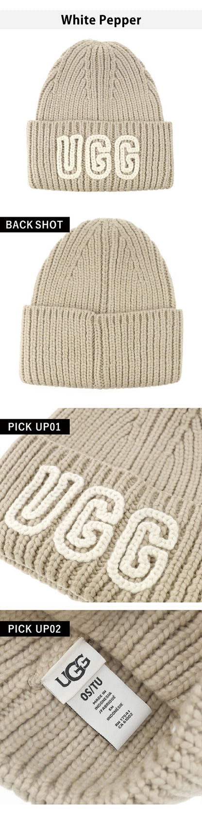 アグ ニット帽 メンズ レディース ブランド UGG CHUNKY CRAFTED RIB BEANIE ロゴ 102345 帽子 選べるモデル UGG-102345