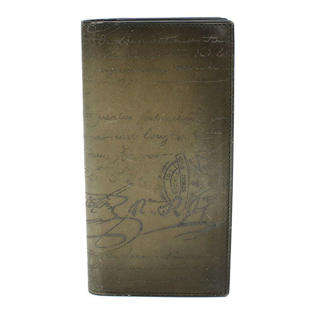 中古 ベルルッティ 長財布二折 メンズ ブランド BERLUTI サンタル フラップロングウォレット カーキ 財布 USDBER101080011